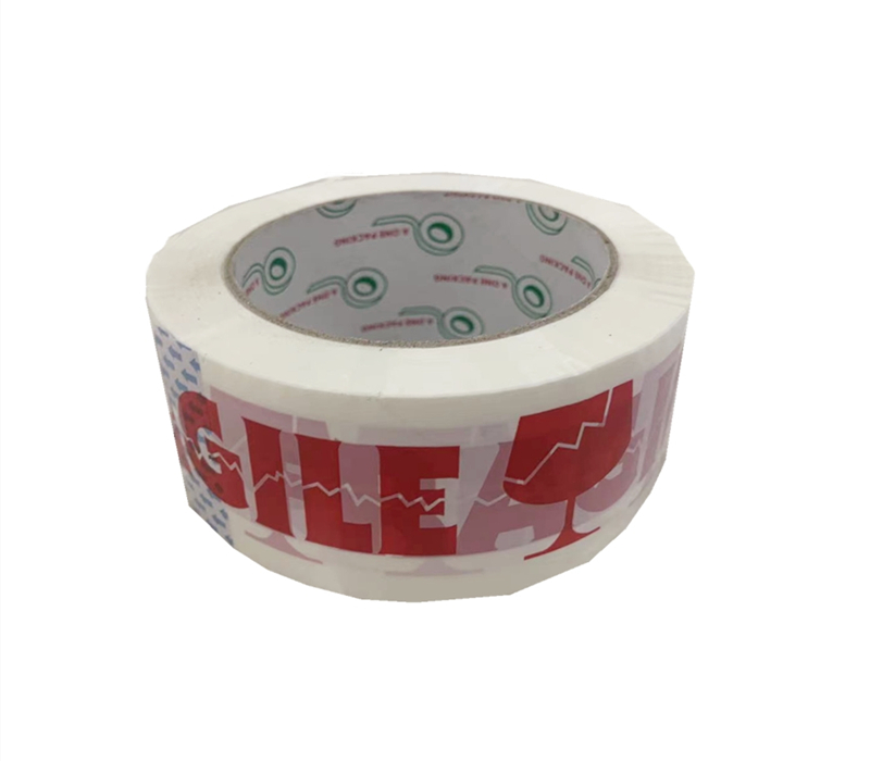 BOPP printed packing tape white base with red FRAGILE CUP
