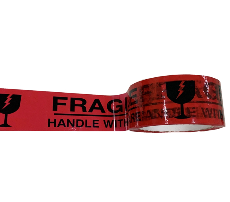 BOPP FRAGILE CUP security packing tape red base with black wording